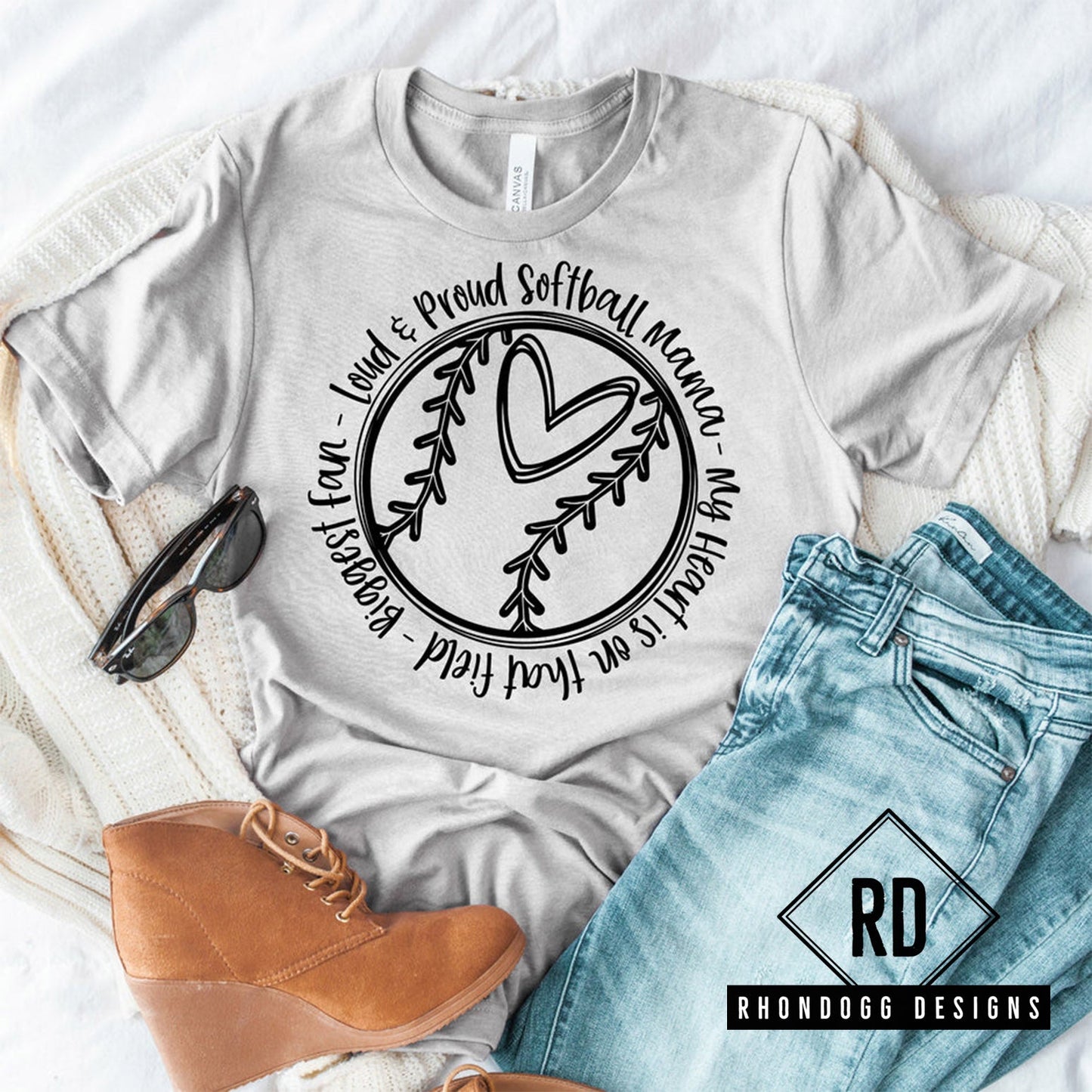LOUD AND PROUD SOFTBALL MAMA Graphic Short Sleeve T-Shirt