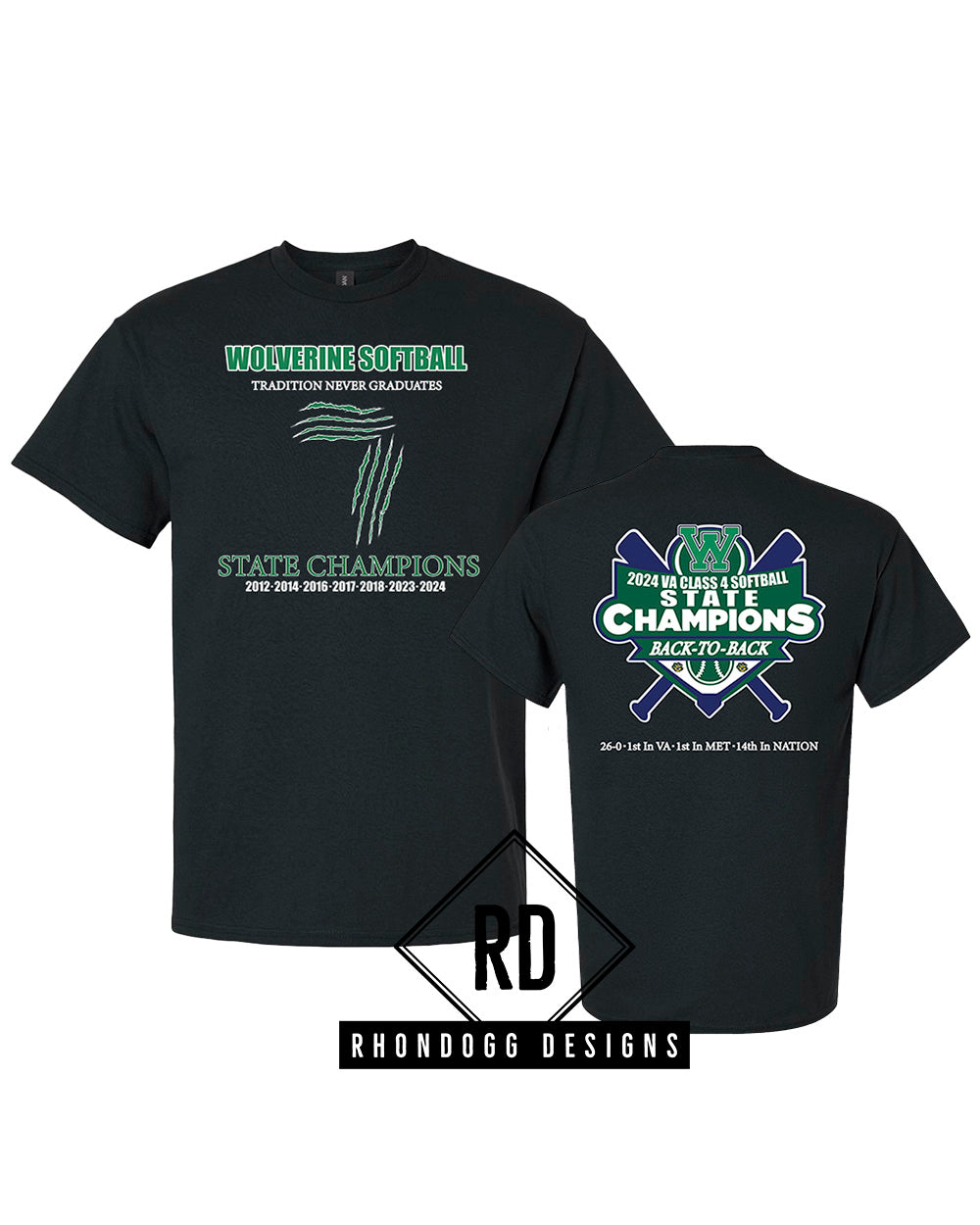 Woodgrove Softball Virginia State Champions 2024 Short Sleeve T-Shirt