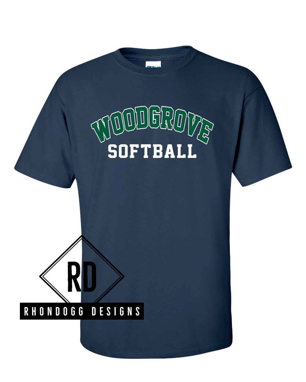 Woodgrove High School Softball Navy/Kelly Green Short Sleeve Shirt