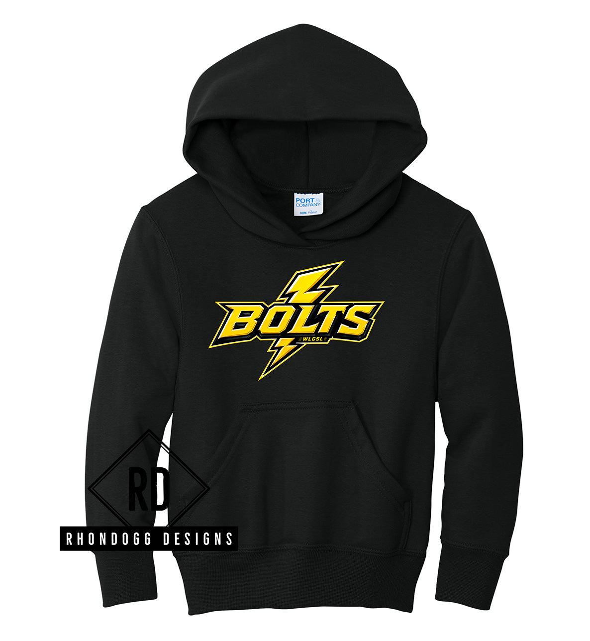 WLGSL Bolts Black Hoodie NEW LOGO