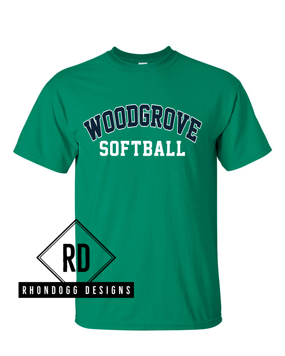 Woodgrove High School Softball Navy/Kelly Green Short Sleeve Shirt